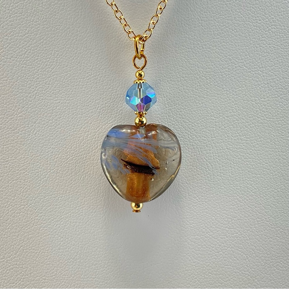 Host Pick!  Murano Glass Heart Pendant Necklace, Lampwork Aventurine, Italy